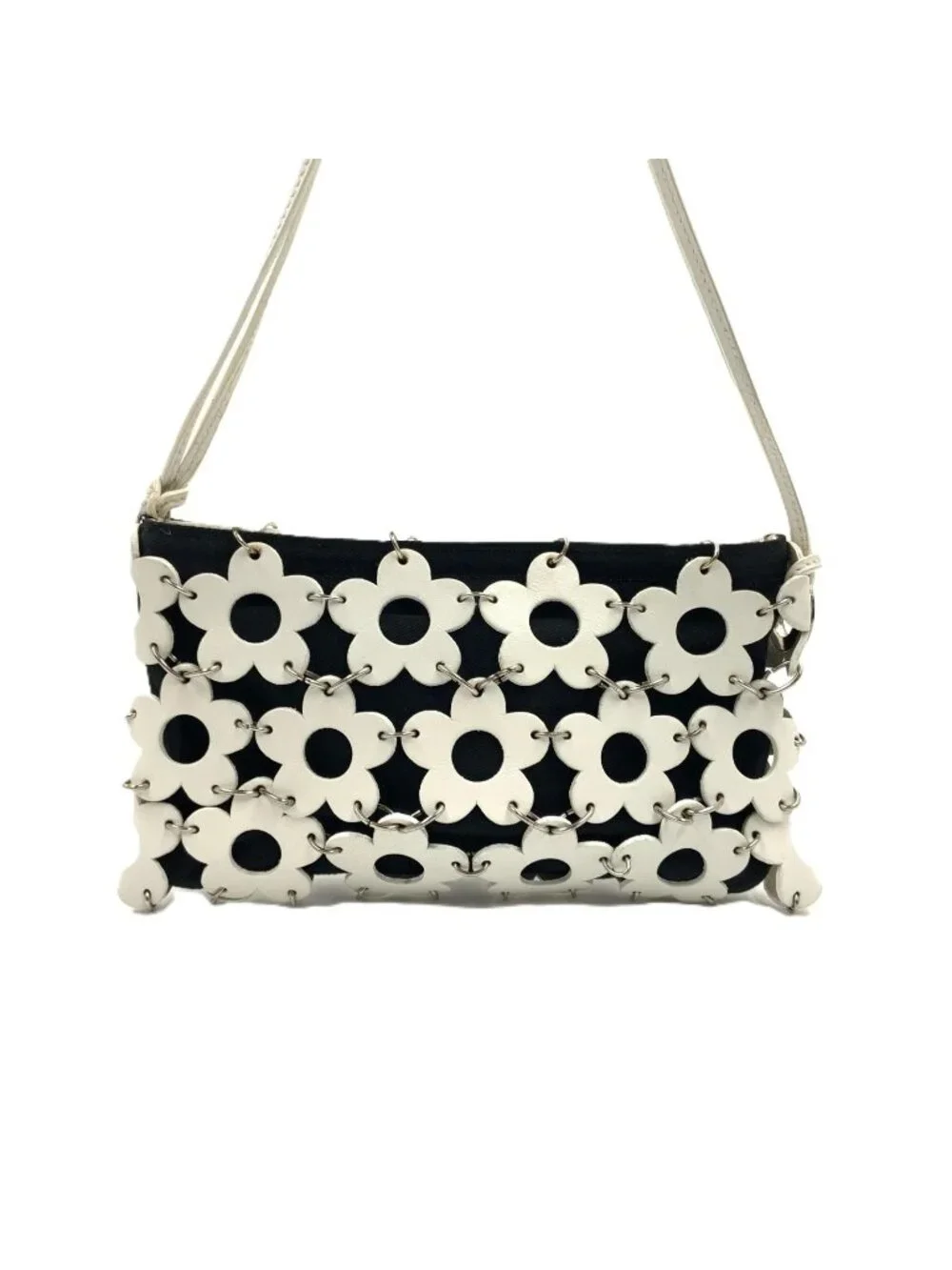 Celine Flower Mini Pouch Pochette White Black
